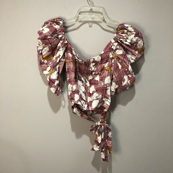 Floral waist tie crop top - Picture 4 of 5